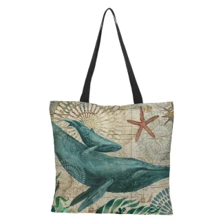 Printed Sea Creatures Tote Bag